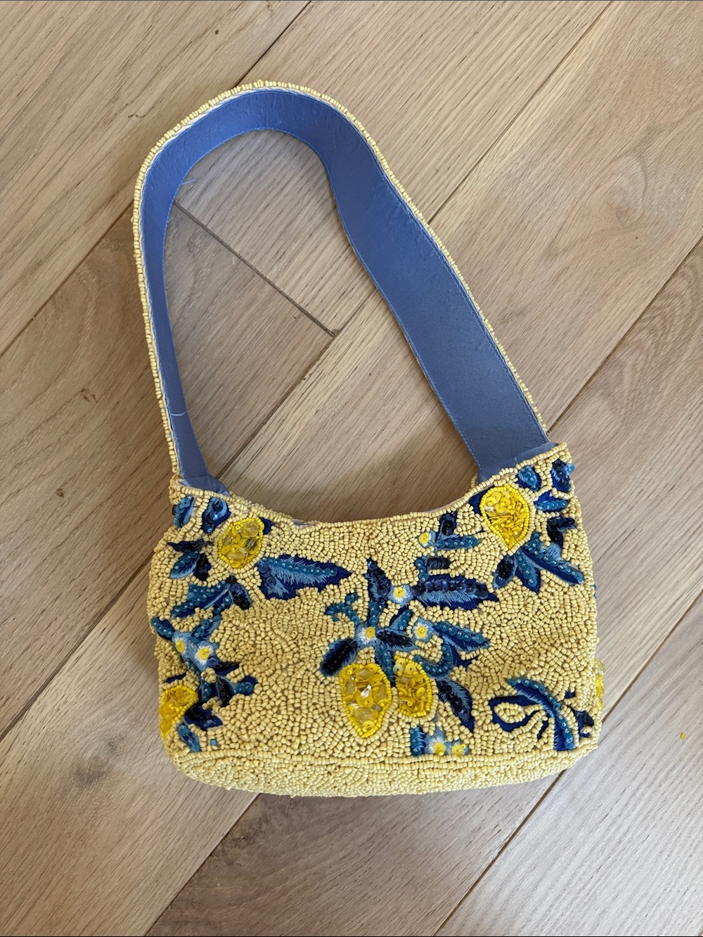 Beaded Yellow Floral Shoulder Bag